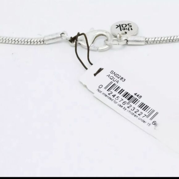 The Sak Silver Aqua Stone & Tassel Pendant Necklace NWT 28" - Picture 4 of 4